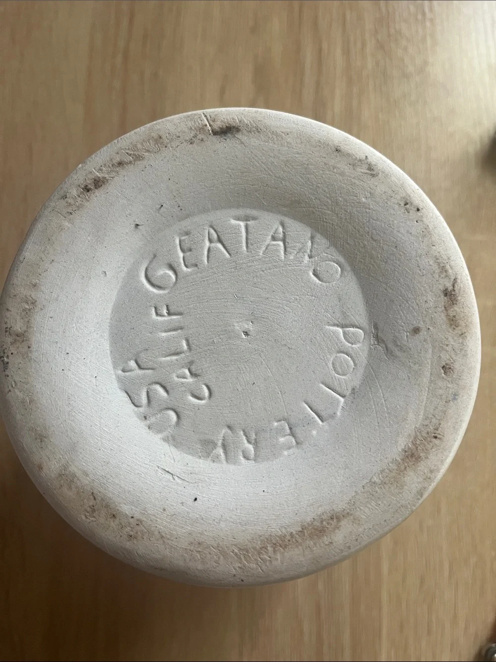 Stoneware Utensil Crock - Cream with Blue Band